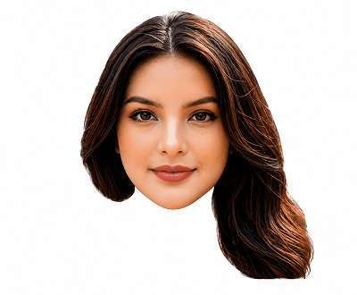 Clean face cutout after AI extraction with transparent background