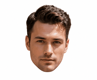Face cutout placed on a new clean background
