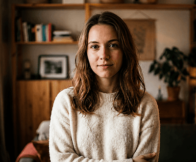 Well-lit portrait after AI Face Enhancer lighting correction