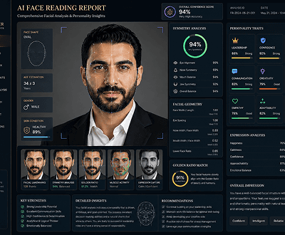 Photo with AI Face Reader complete face reading report