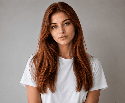 Portrait after AI hair color change