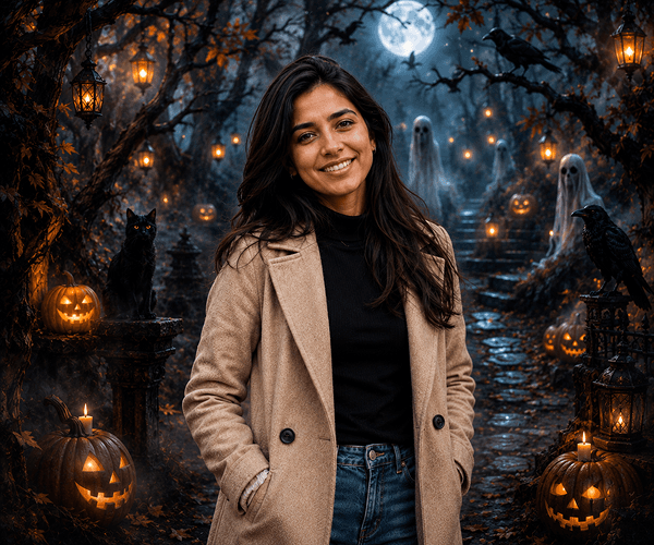Photo after AI Halloween generator custom prompt edit