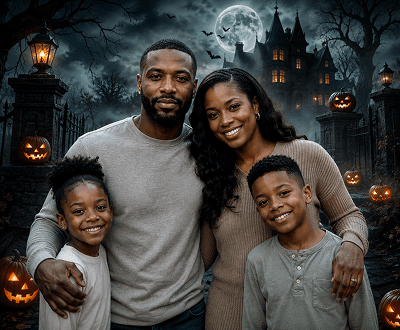 Scene photo after AI Halloween generator haunted transformation