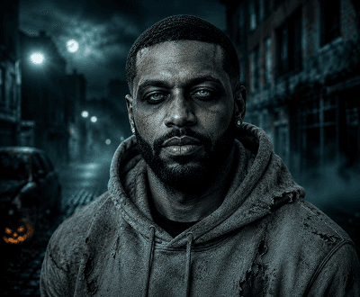 Portrait after AI Halloween generator zombie transformation