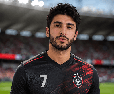 Dynamic sports headshot after AI generation