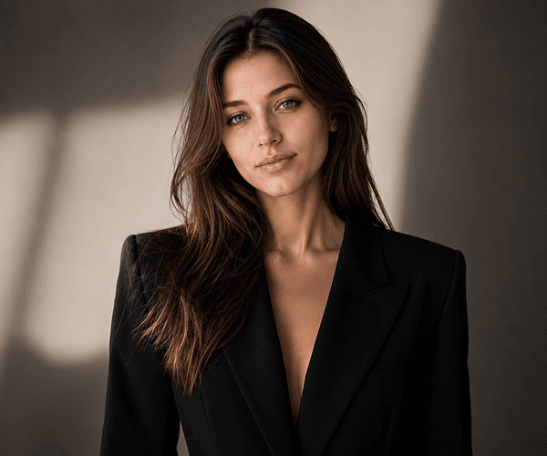 Editorial fashion headshot after AI generation