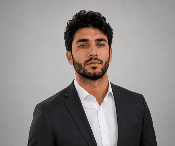 Polished business headshot after AI generation
