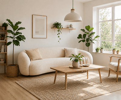 Interior photo with changed element blended naturally