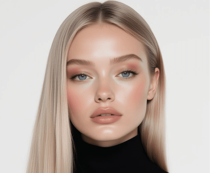 Portrait after AI makeup generator professional full glam result