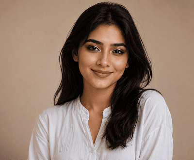 Portrait after AI makeup generator professional full glam result