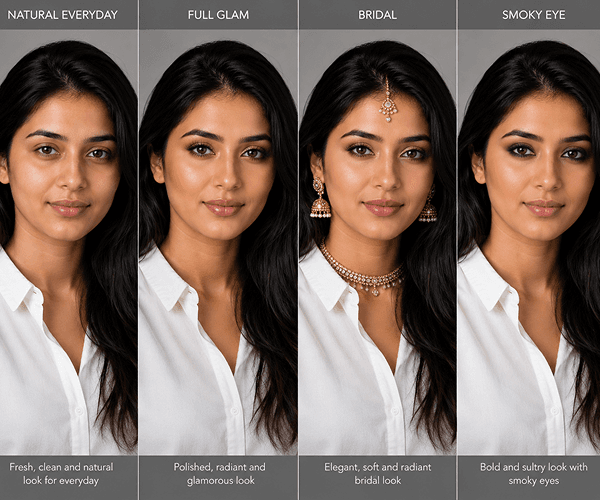 Side-by-side makeup result comparison