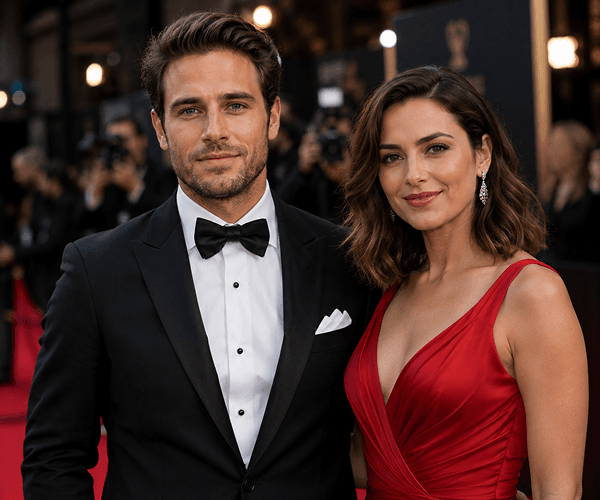 Professional event photo - realistic red carpet image with celebrity