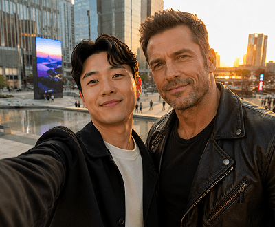 Music artist selfie - realistic photo with musician in concert setting