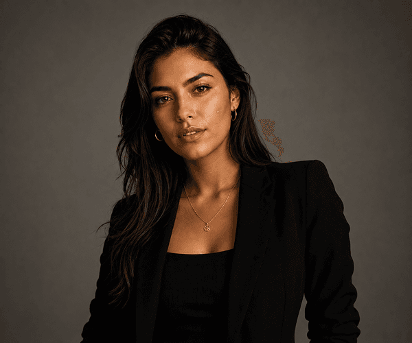 Fashion portrait after stylized skin tone transformation for lookbook