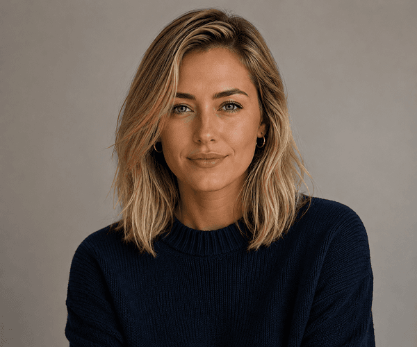 Professional portrait after custom prompt-based skin tone transformation with natural lighting