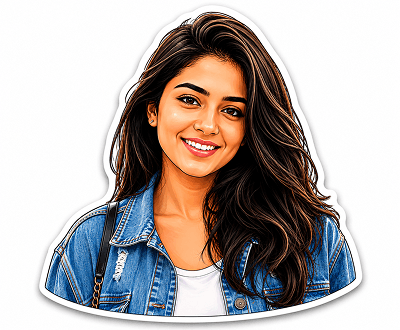 Portrait automatically converted into a bold, vibrant character sticker