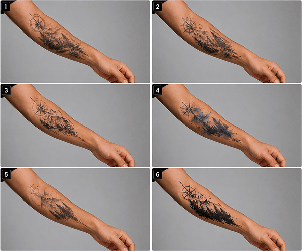 Arm after AI custom tattoo concept generation ready to share with artist