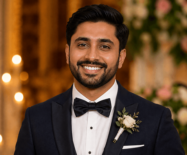 Event portrait after professional AI teeth brightening