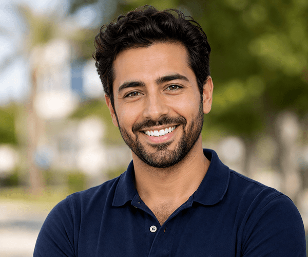Profile photo after professional AI teeth brightening for LinkedIn